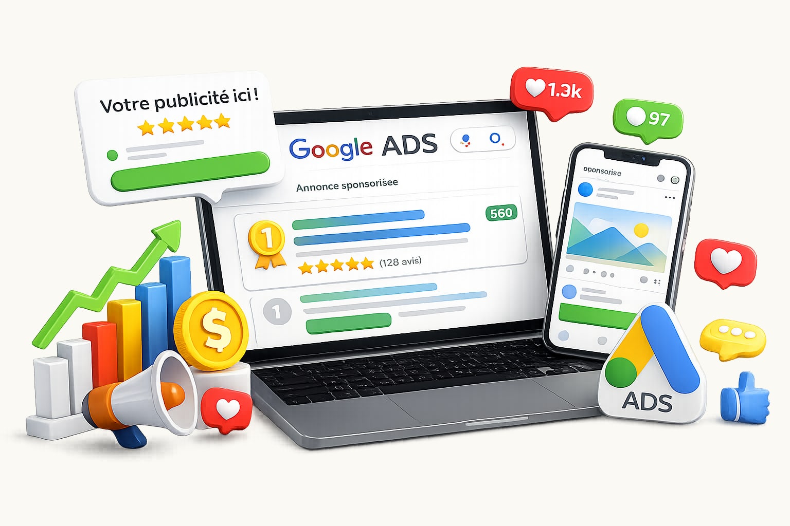 Publicité Google Ads & réseaux sociaux — Studio Riviera, agence web en Suisse romande